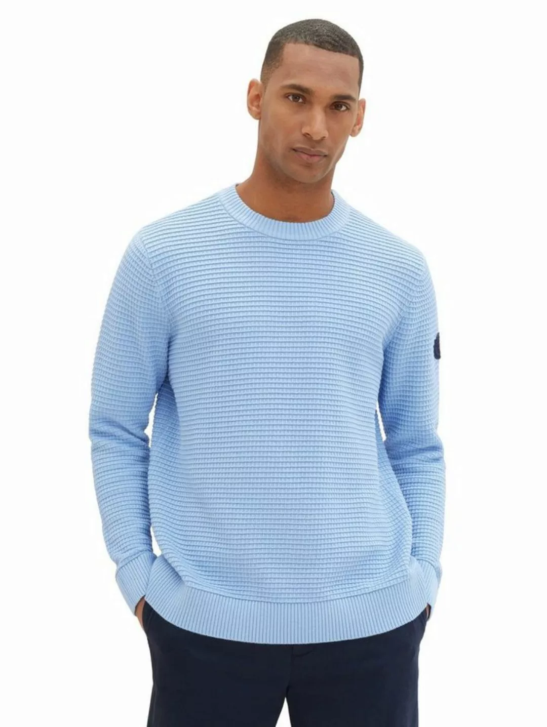 Tom Tailor Herren Rundhals Pullover STRUCTURED CREWNECK KNIT - Regular Fit günstig online kaufen