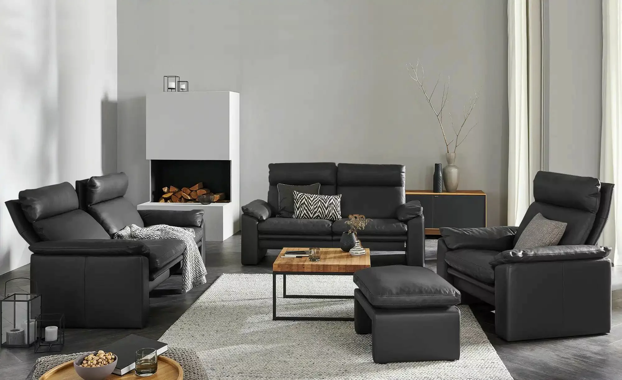 erpo just relax Ledersofa mit Relaxfunktion JR960 Bari ¦ schwarz ¦ Maße (cm günstig online kaufen