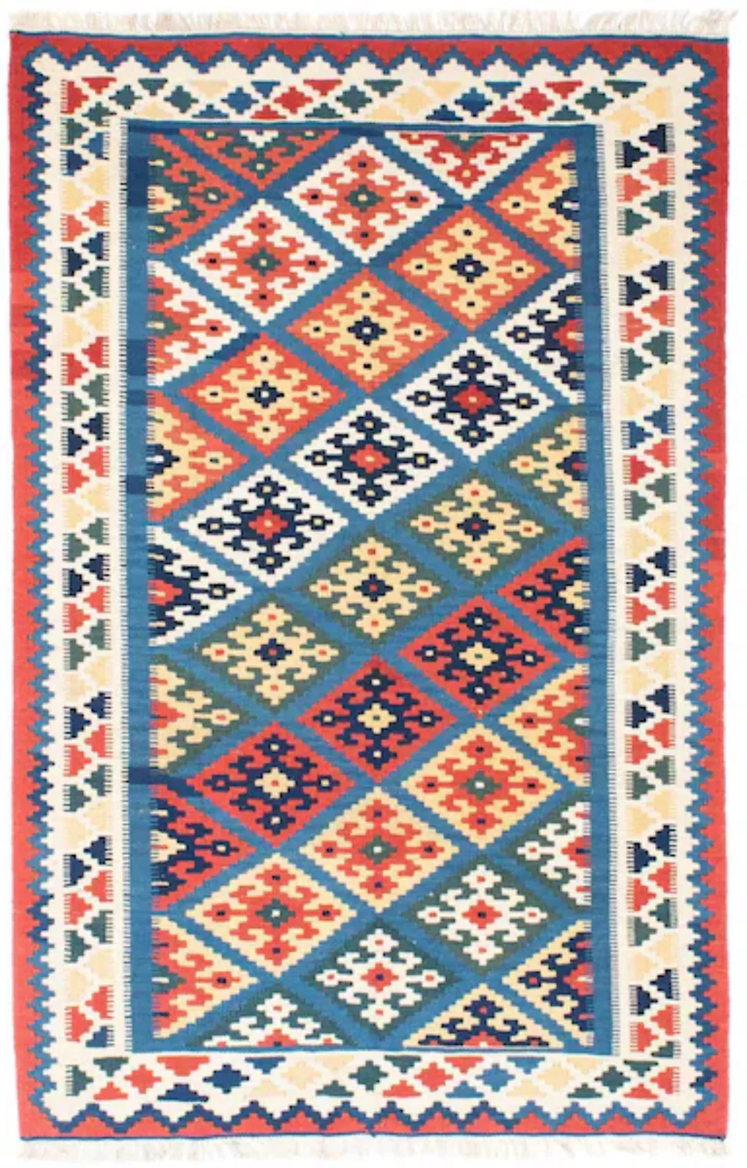 morgenland Wollteppich »Kelim Fars Nomadisch Blu 182 x 122 cm«, rechteckig, günstig online kaufen