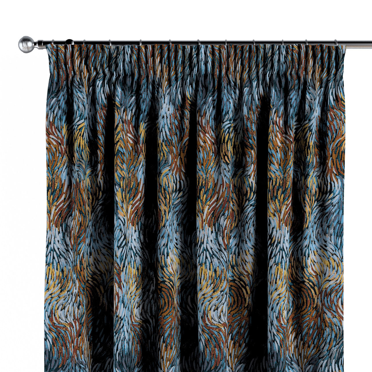 Vorhang mit Kräuselband, blau- orange, Intenso Premium (144-37) günstig online kaufen
