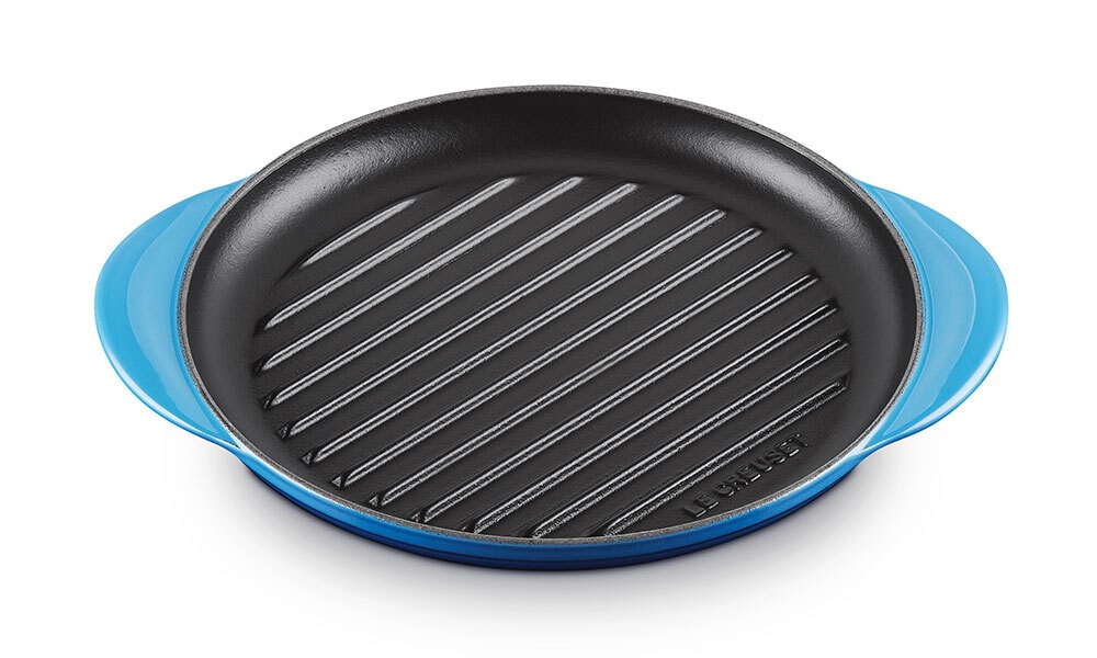 Le Creuset Grillplatte Rund Gusseisen Azure Blau 25cm günstig online kaufen