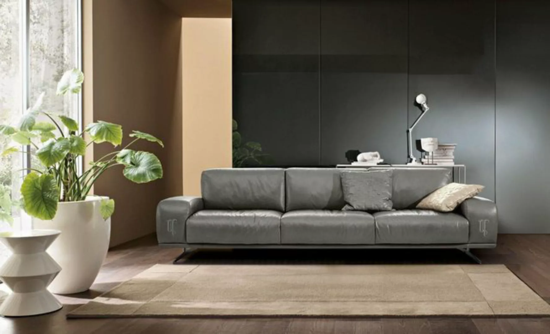 Xlmoebel Sofa Dreisitzer Luxus Ledercouch in Grau für das Wohnzimmer von Pr günstig online kaufen