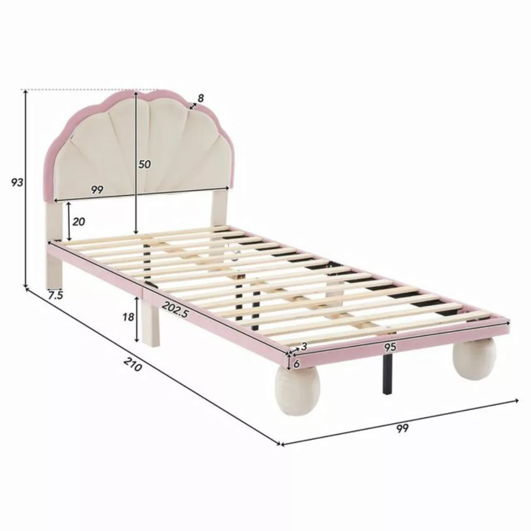 Celya Polsterbett 90 x 200 cm Kinderbett mit Holzlatten, Wechselnden LED Li günstig online kaufen