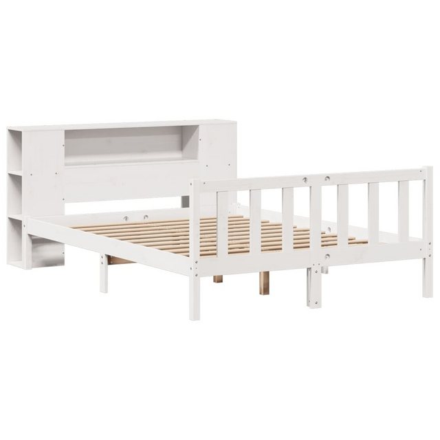 vidaXL Bett Massivholzbett mit Regal ohne Matratze Weiß 140x190 cm Kiefer günstig online kaufen