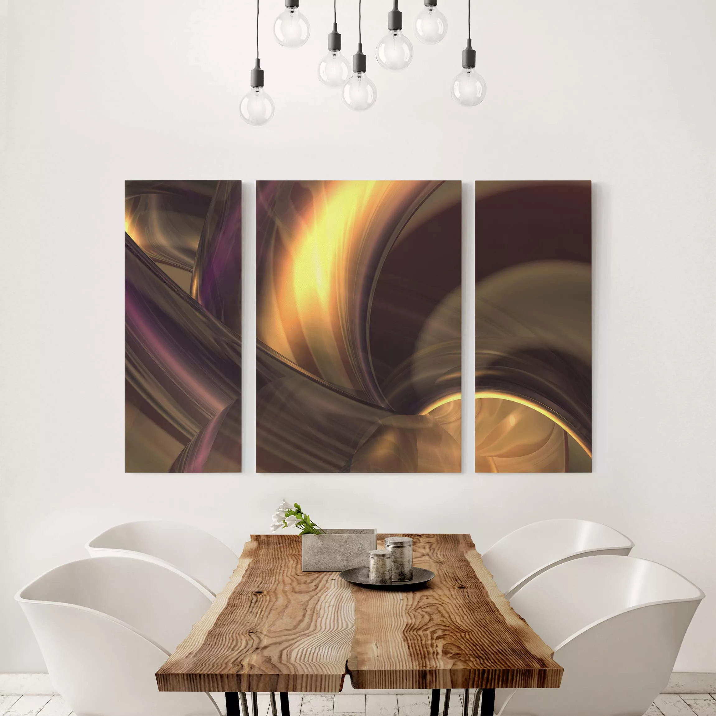 3-teiliges Leinwandbild Abstrakt - Querformat Enchanted Fire günstig online kaufen