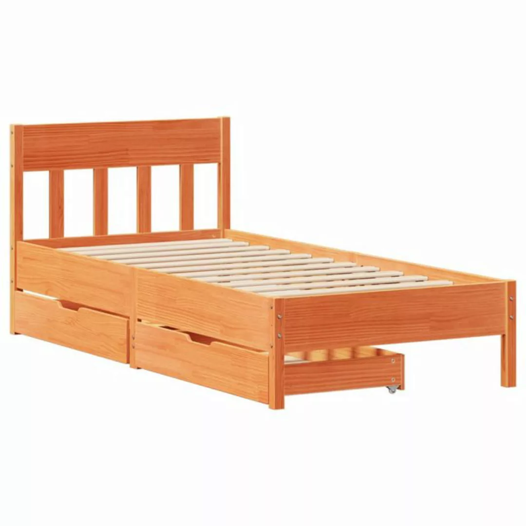 vidaXL Bett Massivholzbett ohne Matratze Wachsbraun 75x190 cm Kiefernholz günstig online kaufen