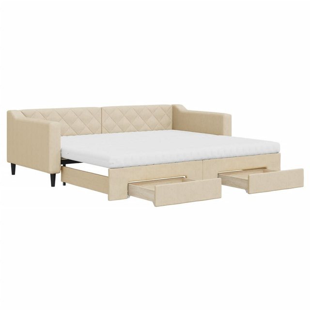 vidaXL Bett Tagesbett Ausziehbar mit Schubladen Creme 90x200 cm Stoff günstig online kaufen
