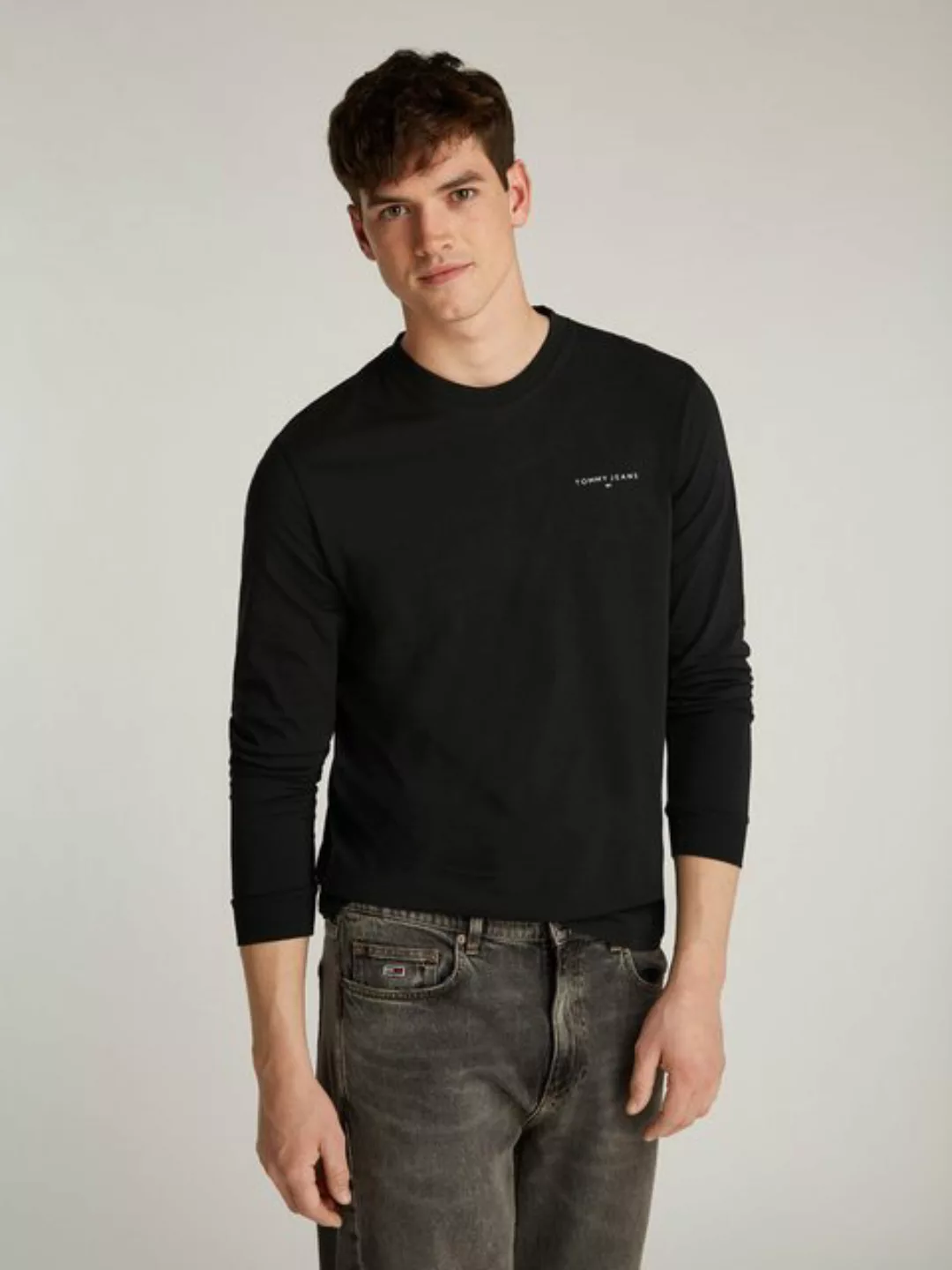 Tommy Jeans Langarmshirt TJM SLIM LINEAR CHEST LS TEE EXT in Unifarbe günstig online kaufen