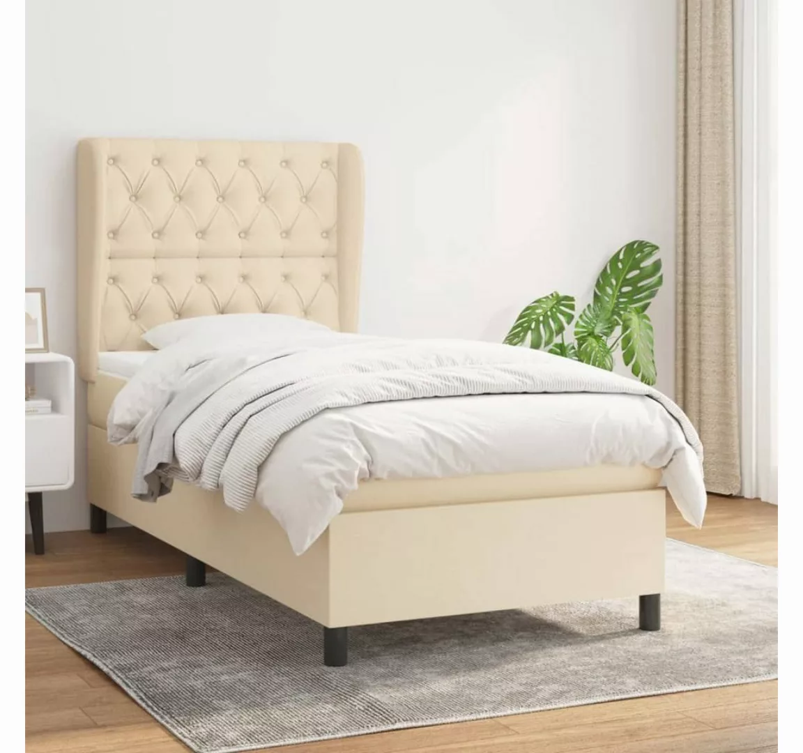 vidaXL Boxspringbett Boxspringbett mit Matratze Creme 80x200 cm Stoff Bett günstig online kaufen