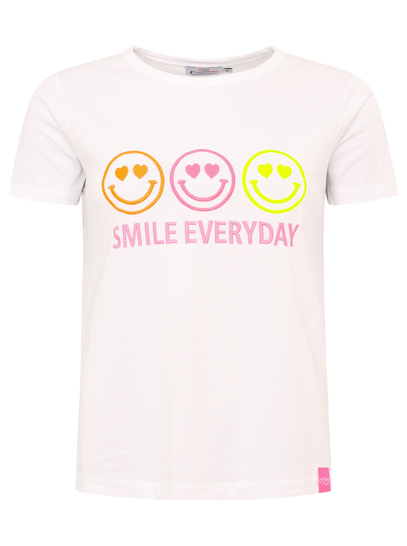 Zwillingsherz T-Shirt "Smile everyday" Rundhalsausschnitt, Kurzarm, günstig online kaufen