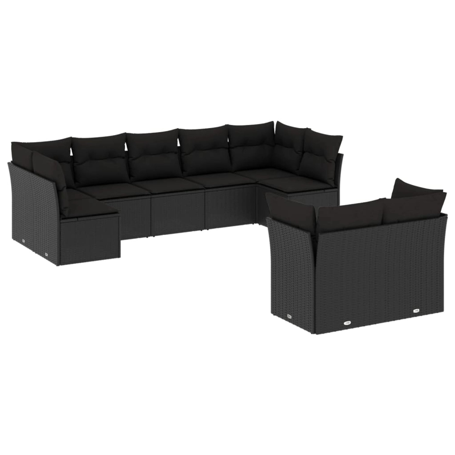 vidaXL 9-tlg Garten-Sofagarnitur mit Kissen Schwarz Poly Rattan Modell 8 günstig online kaufen