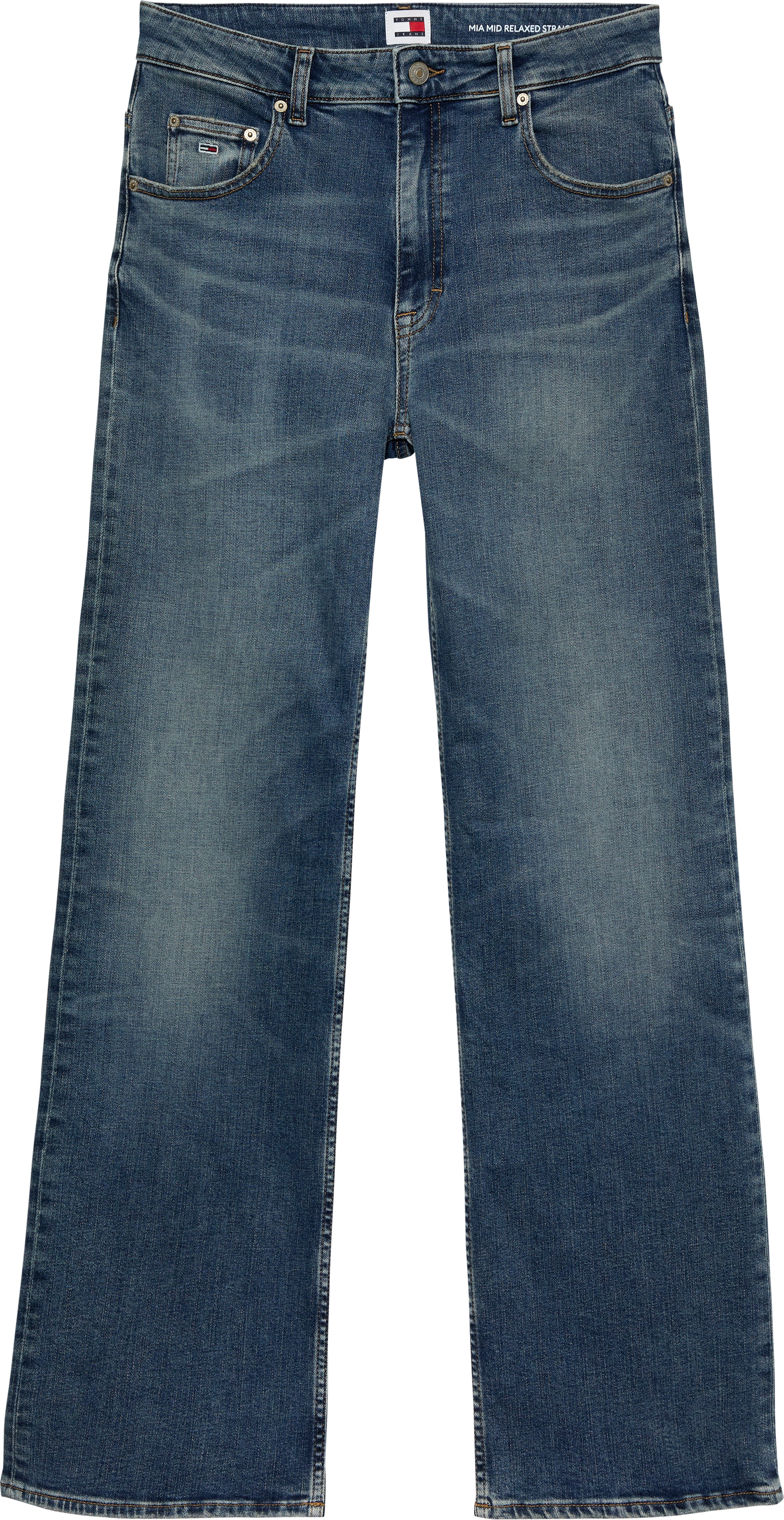 Tommy Jeans Relax-fit-Jeans "Mia Mid Rise Relaxed Straight", in blauer Wasc günstig online kaufen