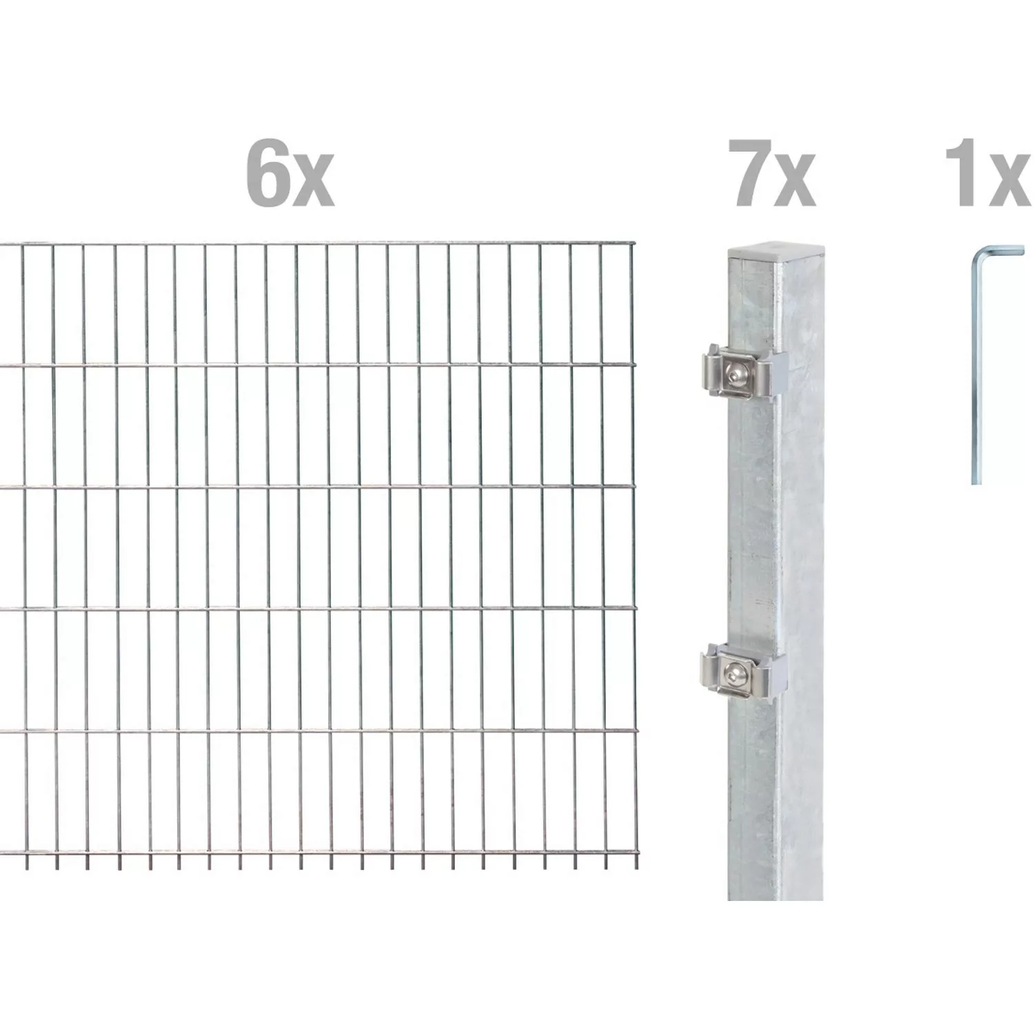 Metallzaun Grund-Set Doppelstabmatte feuerverzinkt 6 x 2 m x 1,6 m günstig online kaufen