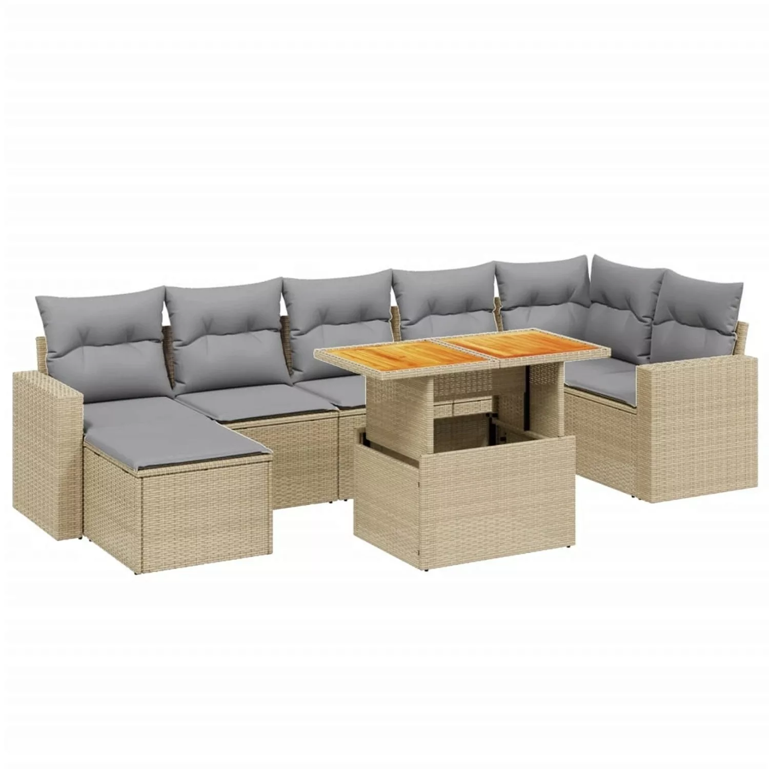 vidaXL 8-tlg Garten-Sofagarnitur mit Kissen Beige Poly Rattan Modell 320 günstig online kaufen