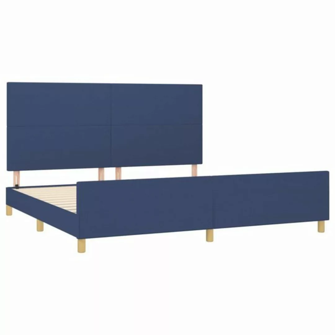 vidaXL Bettgestell Bettrahmen mit Kopfteil Blau 200x200 cm Stoff Bett Bettg günstig online kaufen