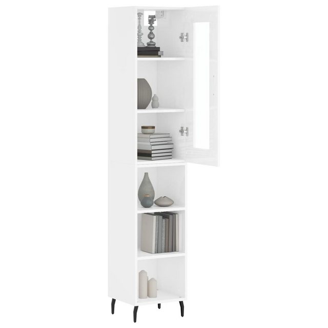 vidaXL Vitrine Highboard Hochglanz-Weiß 34,5x34x180 cm Spanplatte Glas Vitr günstig online kaufen