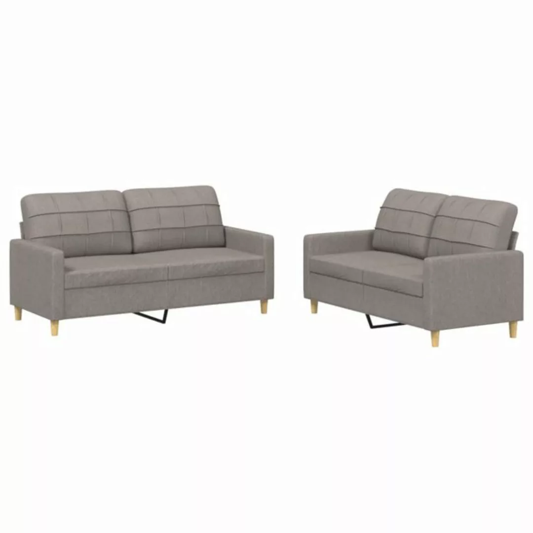 vidaXL Sofa Sofagarnitur mit Kissen Stoff, Standard, Taupe günstig online kaufen