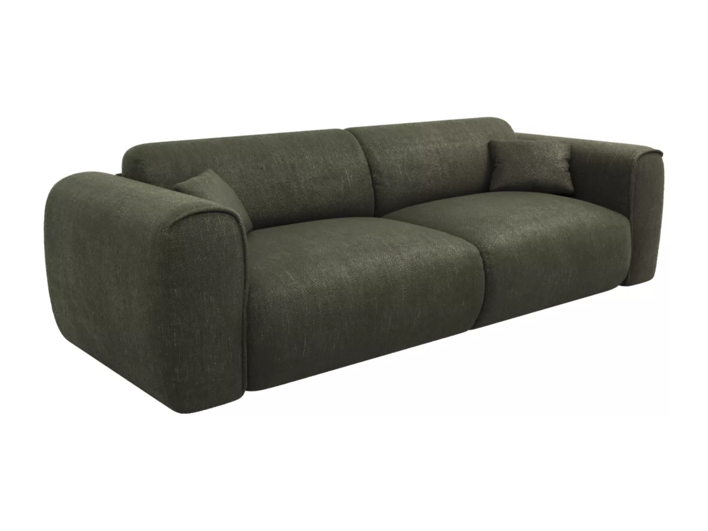 Sofa 4-Sitzer mit Matratze - Strukturstoff - Grün - POGNIA günstig online kaufen