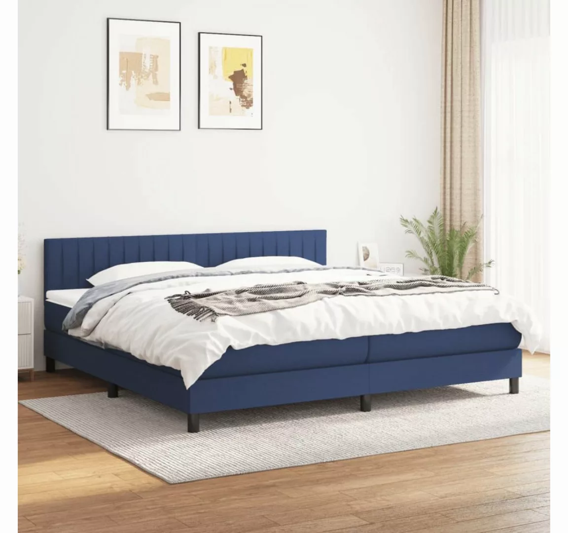 vidaXL Boxspringbett Boxspringbett mit Matratze Blau 200x200 cm Stoff Bett günstig online kaufen