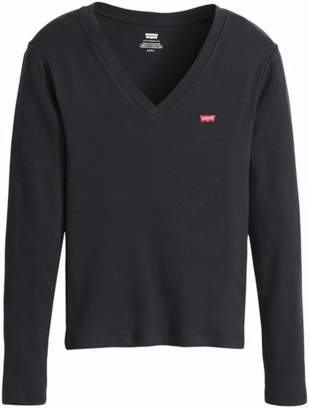 Levi's® Langarmshirt ESSENTIAL HM LS VNECK mit Logo Stickerei günstig online kaufen