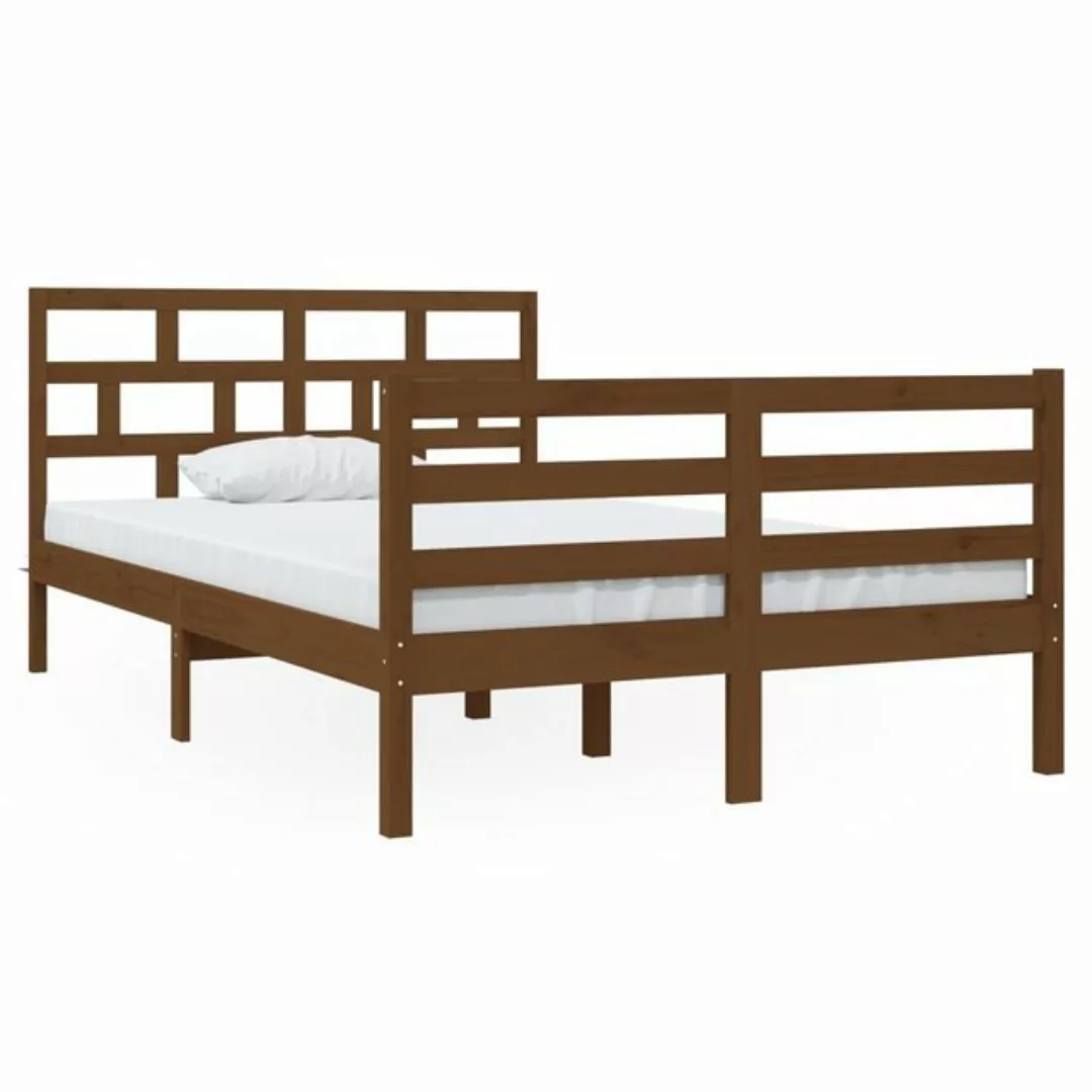 vidaXL Bettgestell Bett Massivholzbett Honigbraun 120x190 cm 4FT Small Doub günstig online kaufen