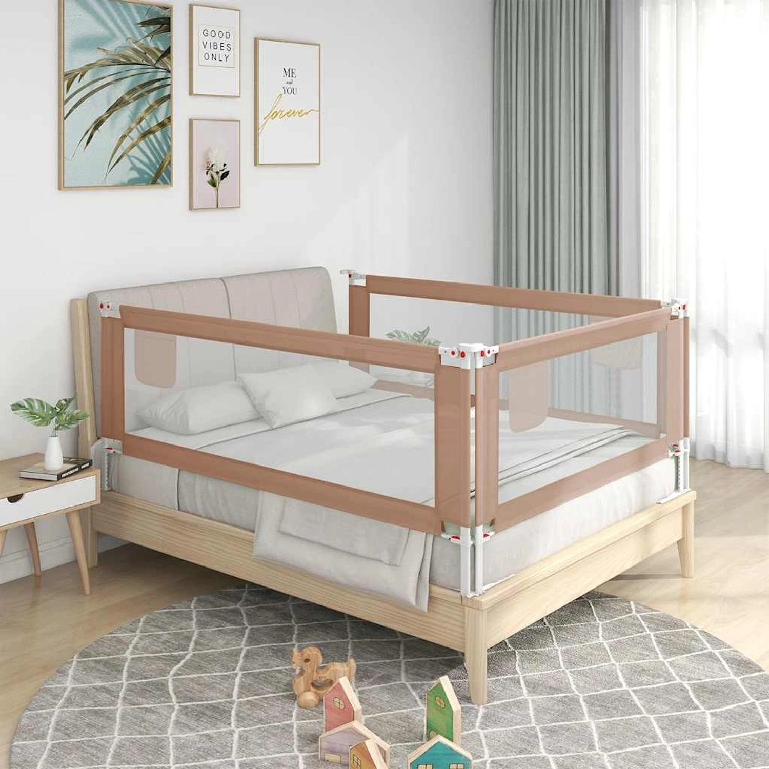 vidaXL Kleinkindbettschutzgitter Taupe 160x25 Cm Stoff günstig online kaufen