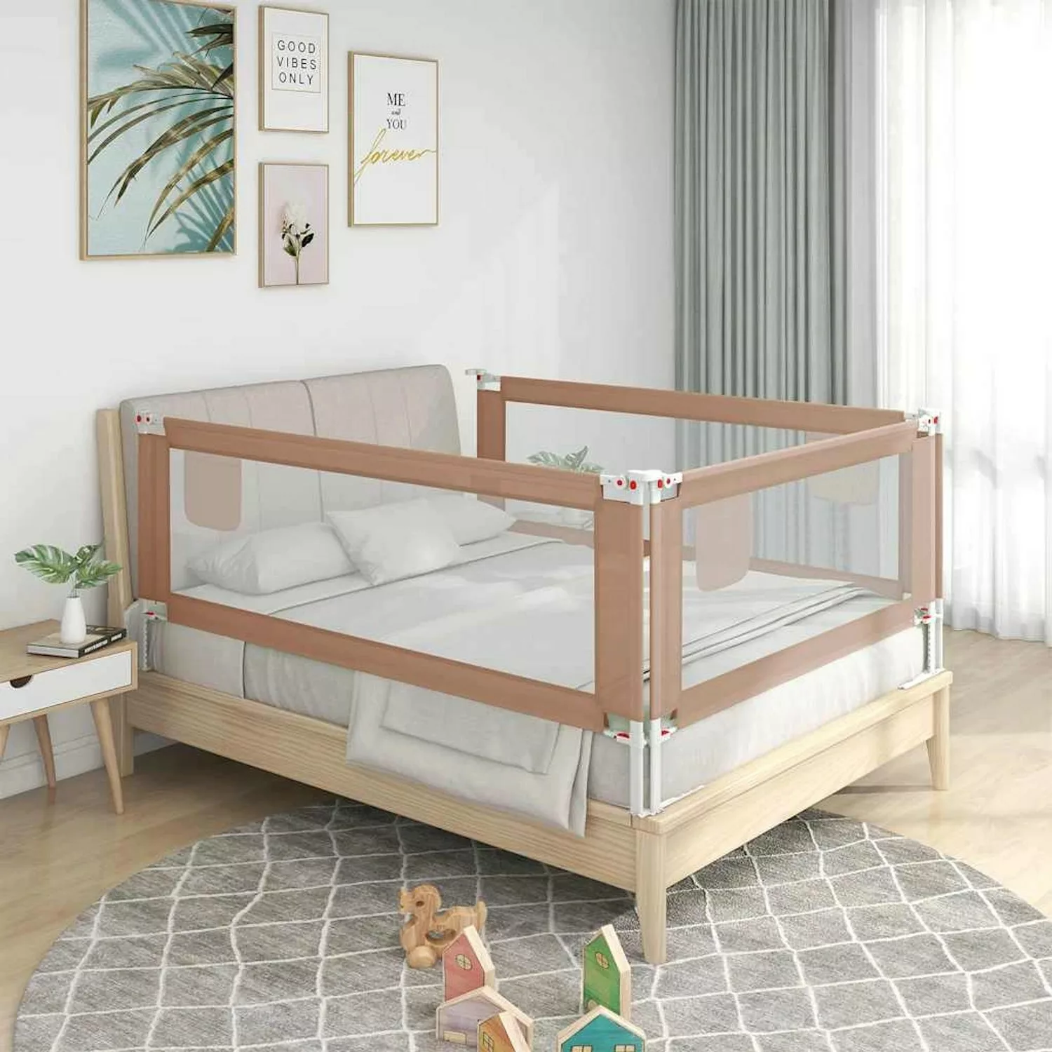 vidaXL Kleinkindbettschutzgitter Taupe 160x25 Cm Stoff günstig online kaufen
