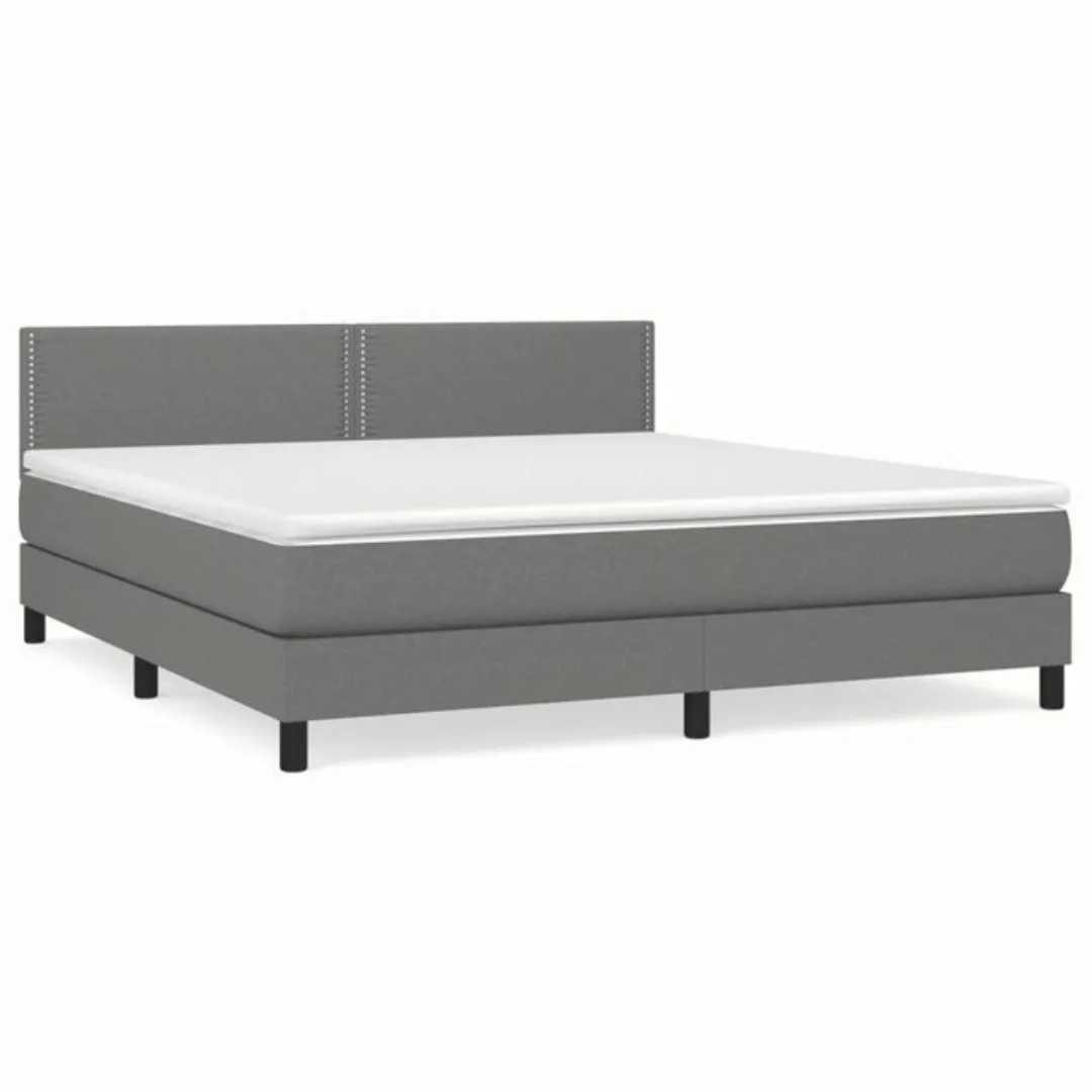 vidaXL Bettgestell Boxspringbett mit Matratze Dunkelgrau 160x200 cm Stoff B günstig online kaufen