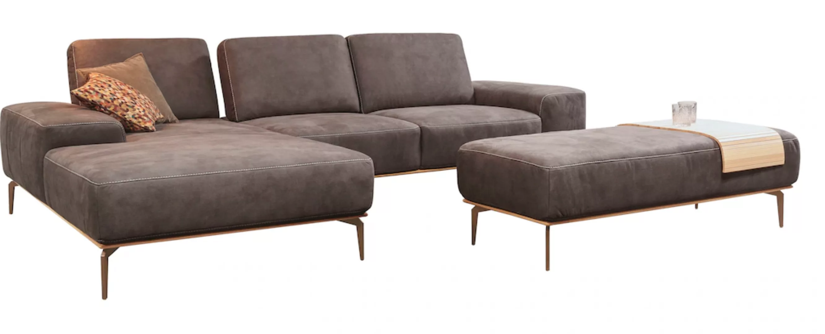 W.SCHILLIG Ecksofa run, mit Holzsockel, Füße in Bronze pulverbeschichtet, B günstig online kaufen