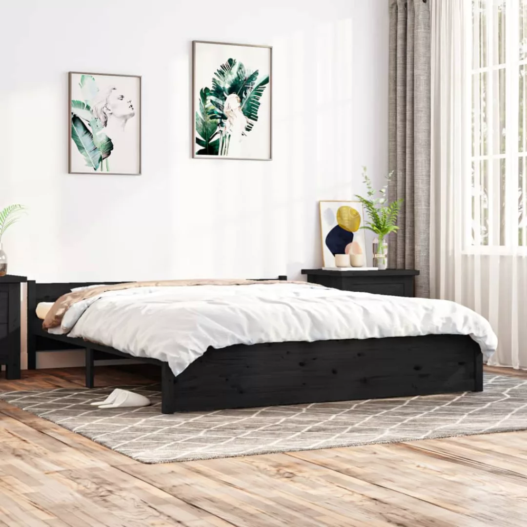 vidaXL Bettgestell Massivholzbett Schwarz 160x200 cm Bett Bettgestell Doppe günstig online kaufen