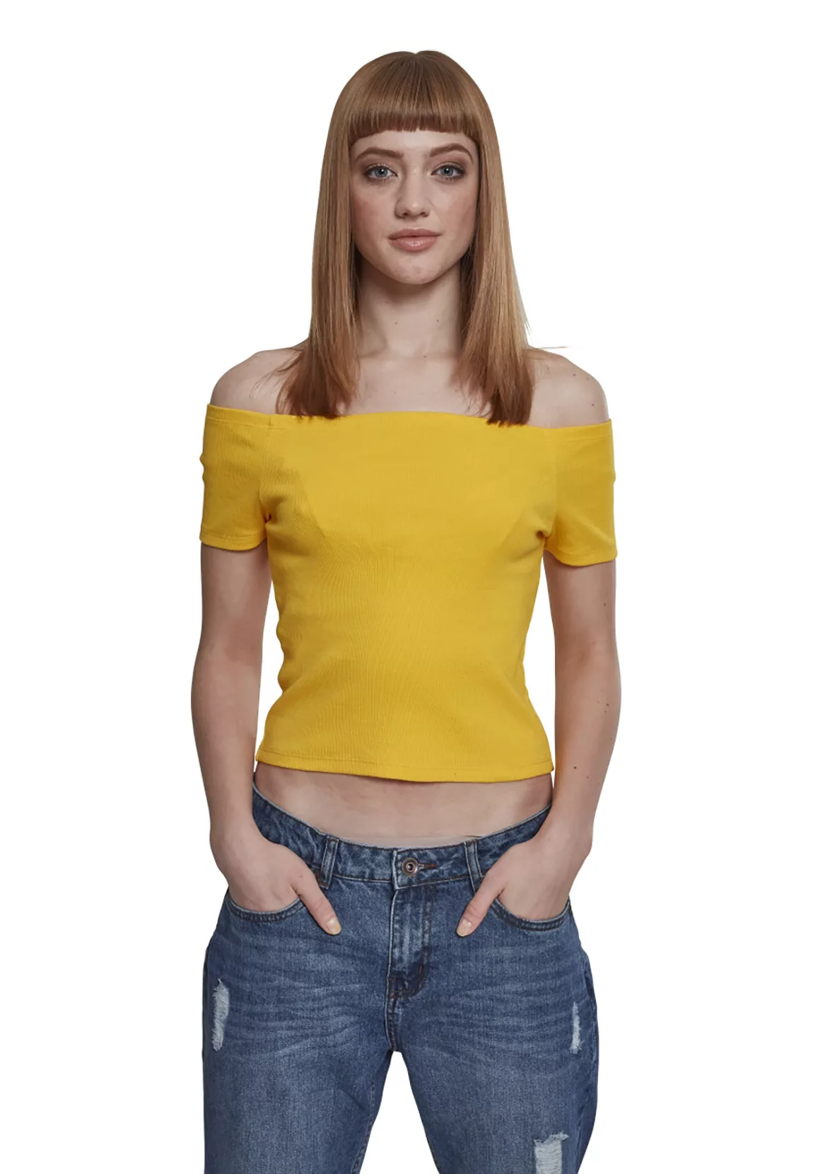 Urban Classics T-Shirt LADIES OFF SHOULDER RIB TEE TB1500 Gelb Chrome Yello günstig online kaufen