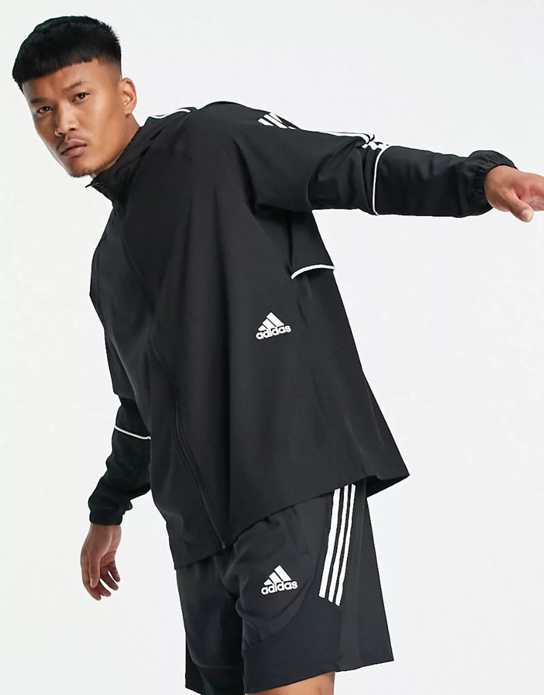 Adidas Player 3 Stripes Windbreaker L Black günstig online kaufen