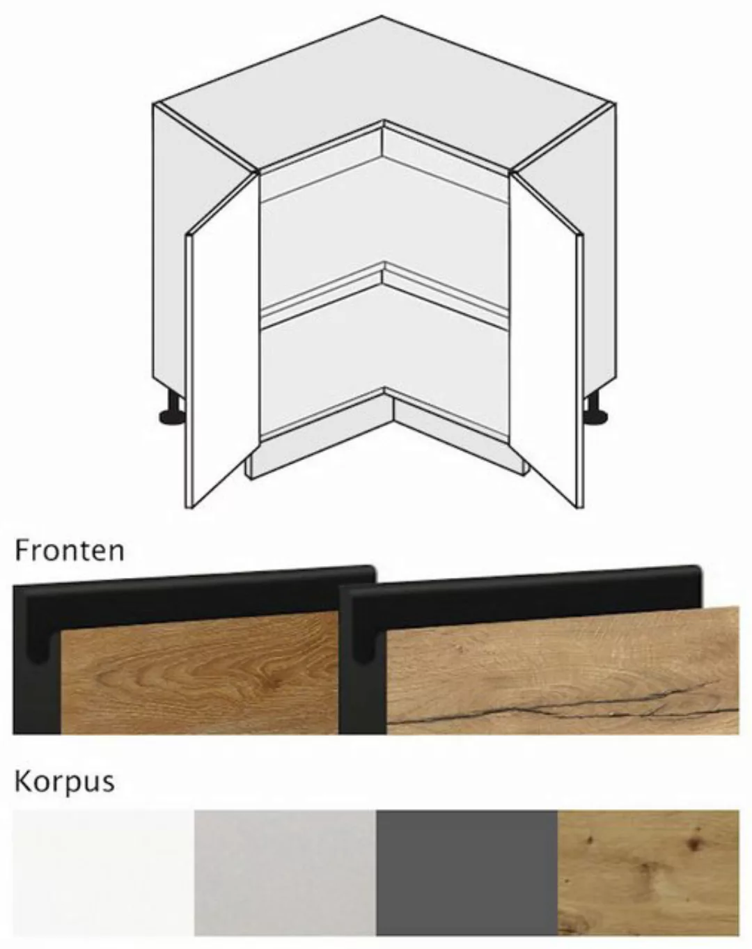 Feldmann-Wohnen Eckschrank Treviso (1-St) 84cm Front- und Korpusfarbe wählb günstig online kaufen