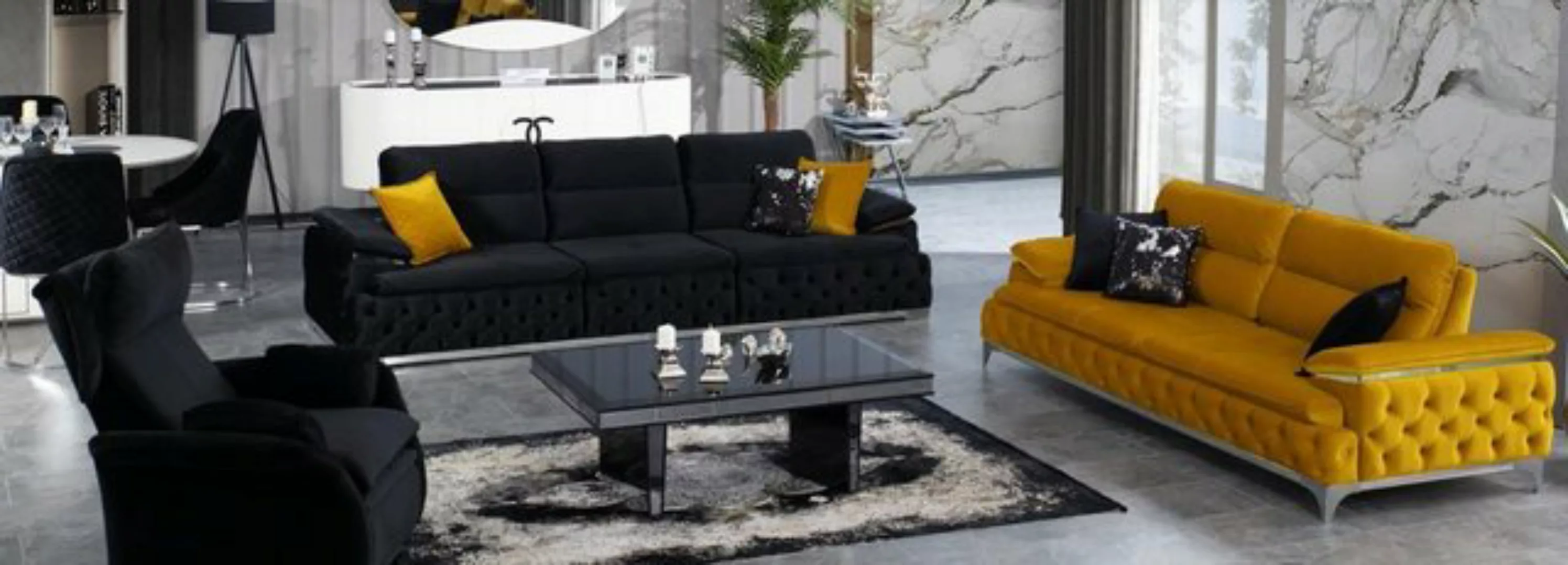 JVmoebel Sofa Sofagarnitur 3+3 Sitzer Set Design Sofas Polster Couchen Stof günstig online kaufen