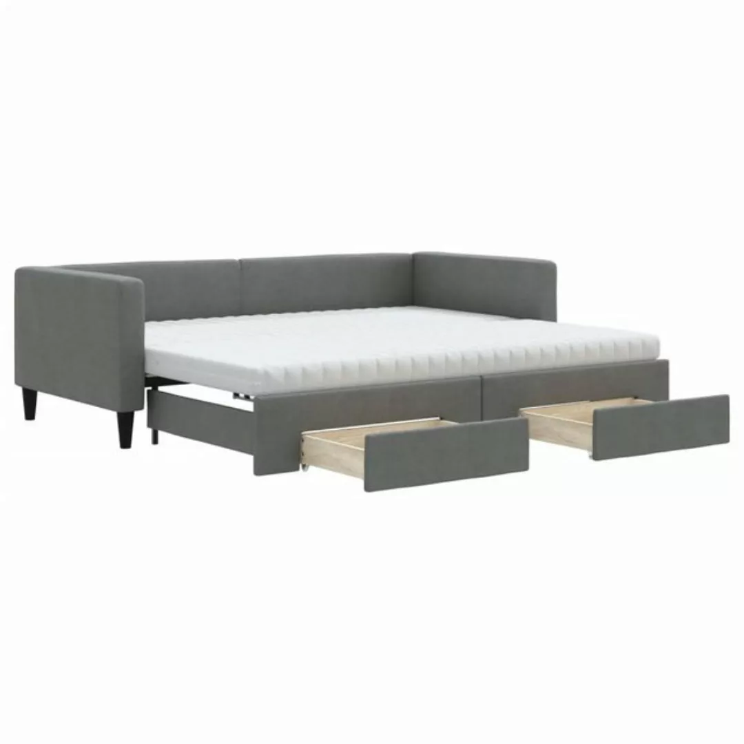 vidaXL Bett Tagesbett Ausziehbar mit Schubladen Dunkelgrau 90x190 cm Stoff günstig online kaufen