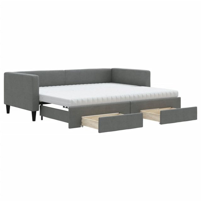 vidaXL Bett Tagesbett Ausziehbar mit Schubladen Dunkelgrau 90x200 cm Stoff günstig online kaufen