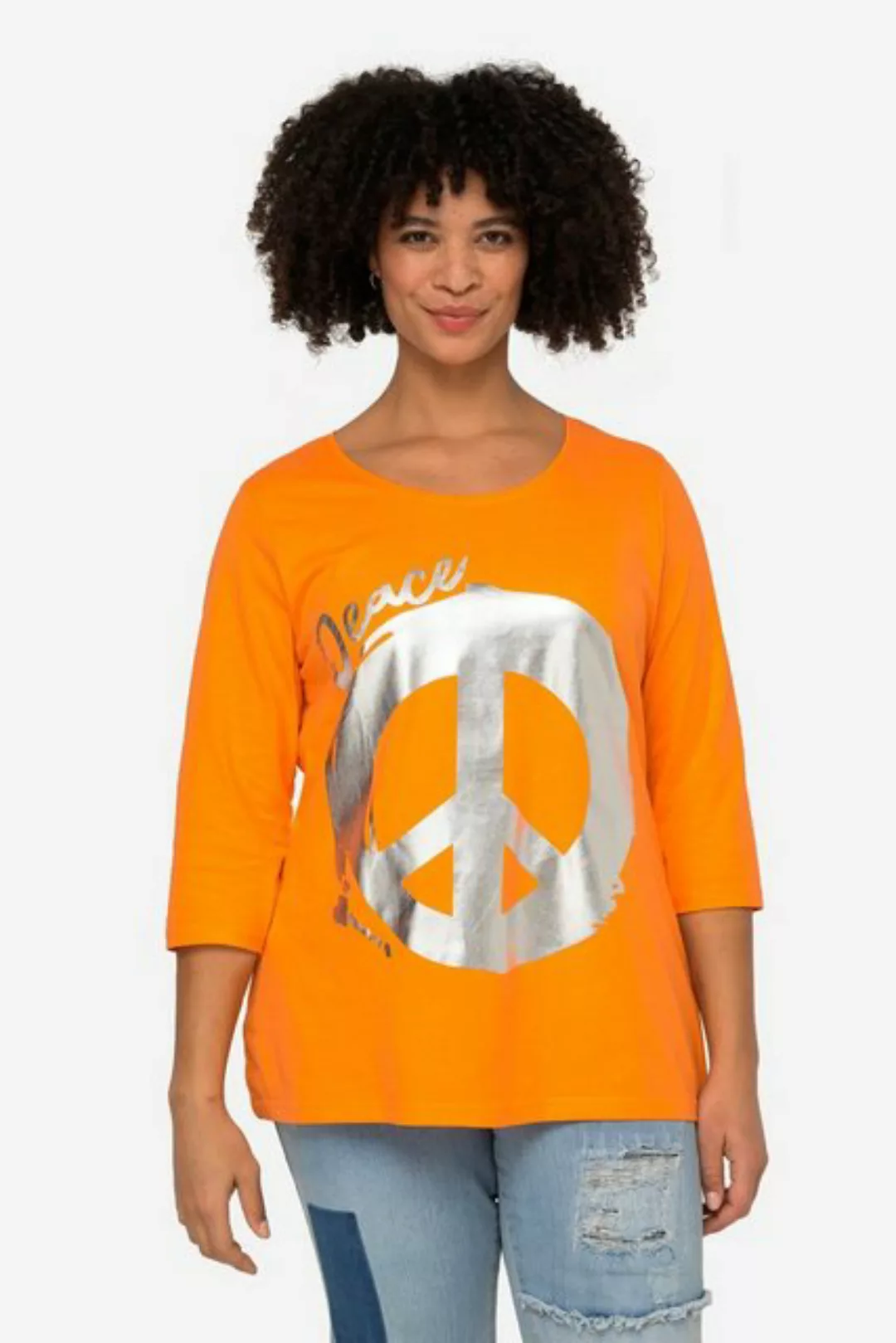 Angel of Style Rundhalsshirt T-Shirt Peace-Zeichen Rundhals 3/4-Ärmel günstig online kaufen