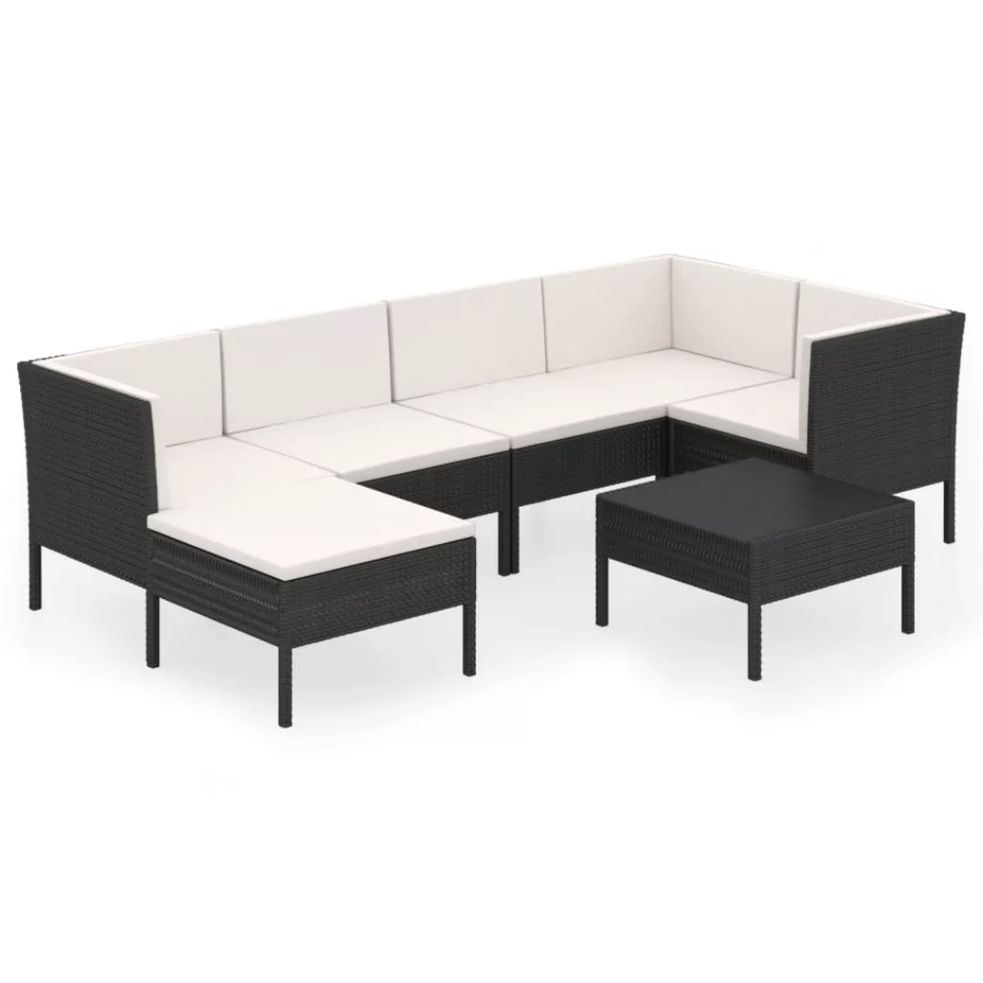 7-tlg. Garten-lounge-set Mit Auflagen Poly Rattan Schwarz günstig online kaufen