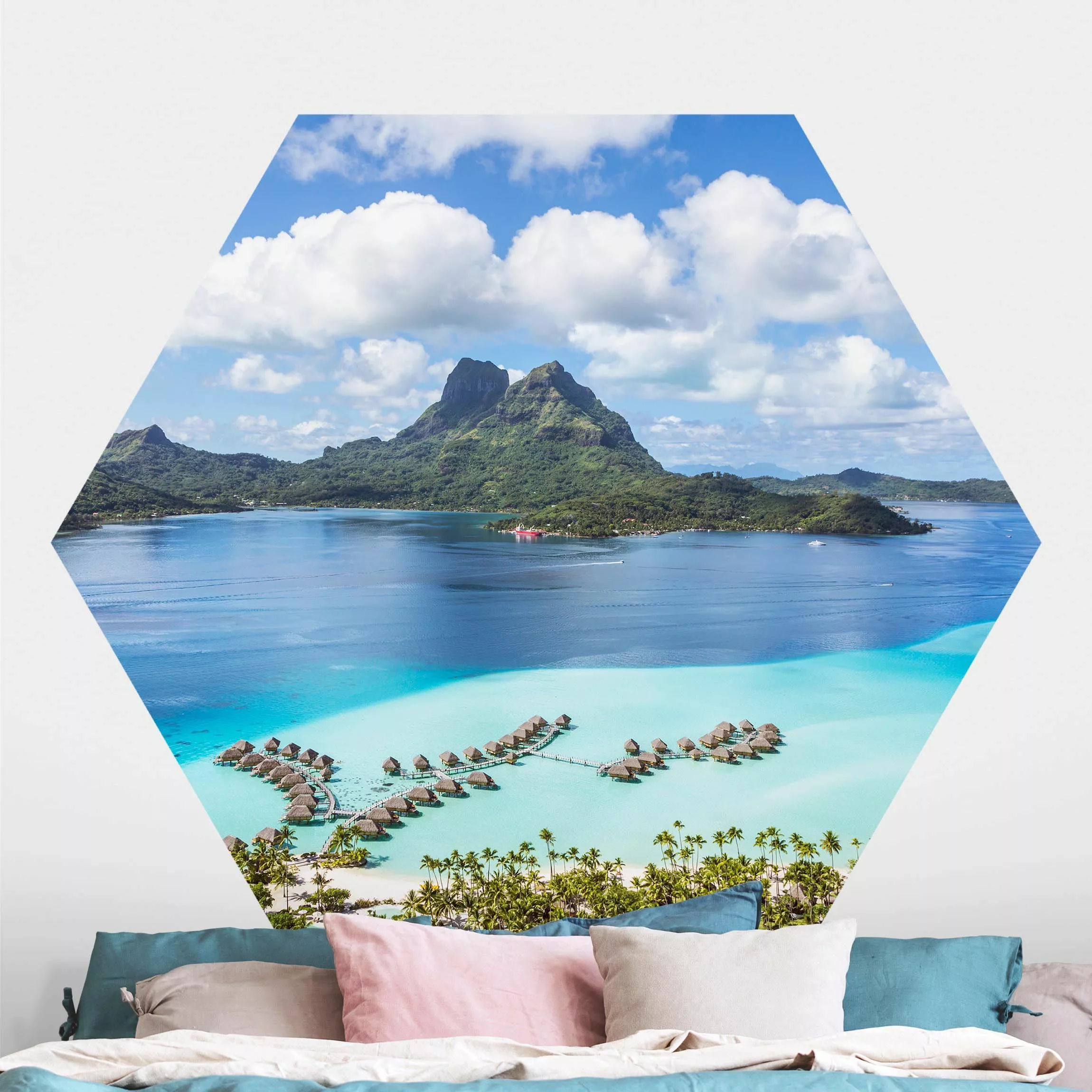 Hexagon Fototapete selbstklebend Inselparadies II günstig online kaufen