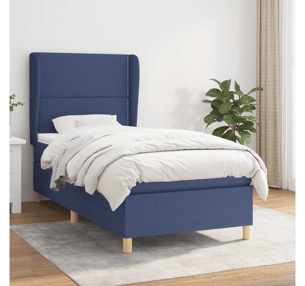 vidaXL Boxspringbett Boxspringbett mit Matratze Blau 90x200 cm Stoff Bett B günstig online kaufen