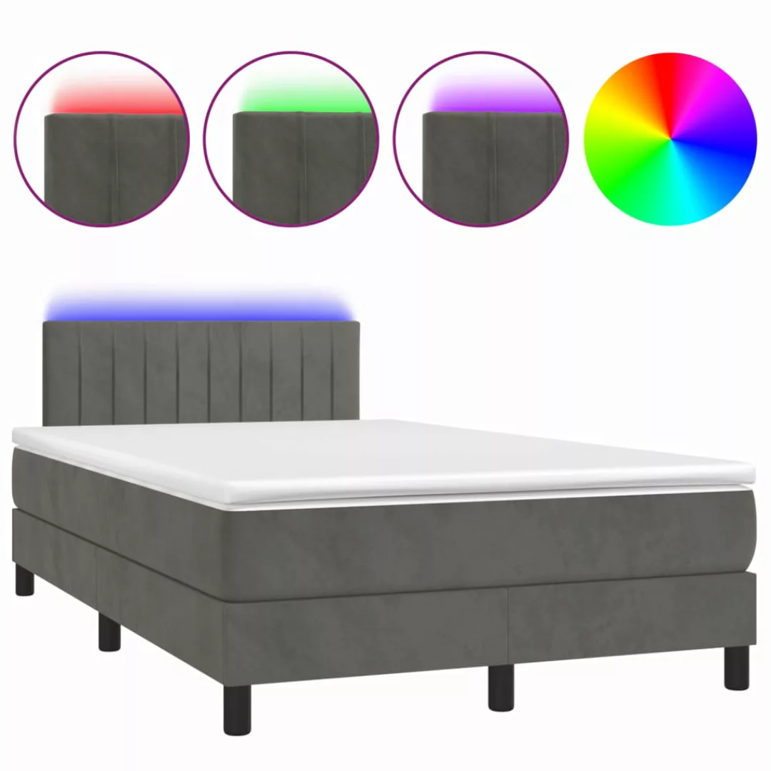 Vidaxl Boxspringbett Mit Matratze & Led Dunkelgrau 120x200 Cm Samt günstig online kaufen