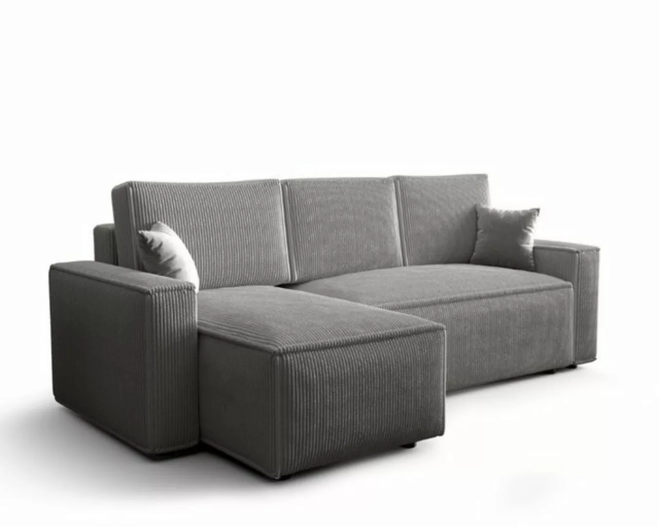 Deine Möbel 24 Ecksofa ABRO mit Schlaffunktion Bettkasten Cord-Sofa Schlafs günstig online kaufen