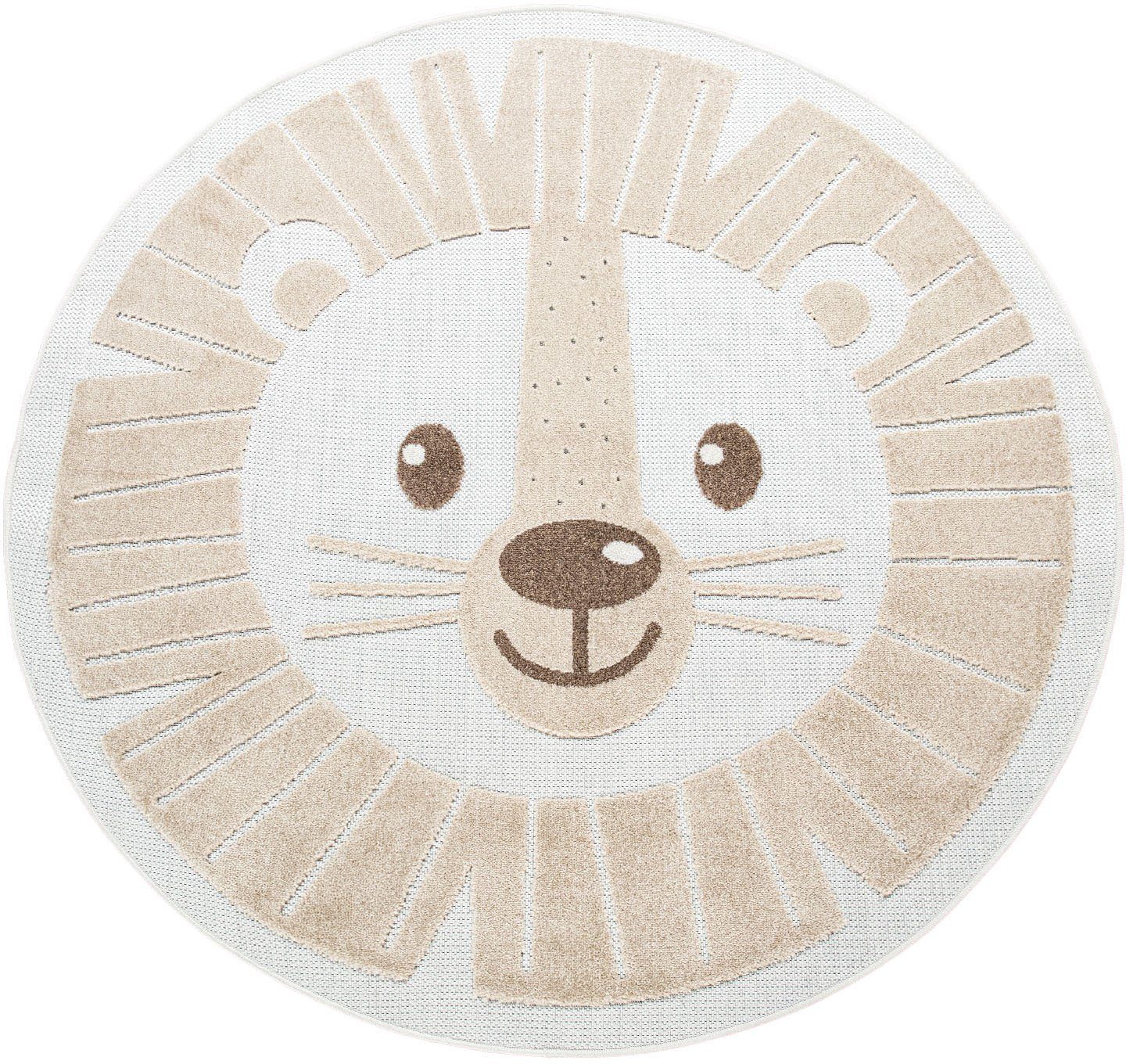 Paco Home Kinderteppich »Tweet 464«, rund, 12 mm Höhe, Flachgewebe, Hoch-Ti günstig online kaufen