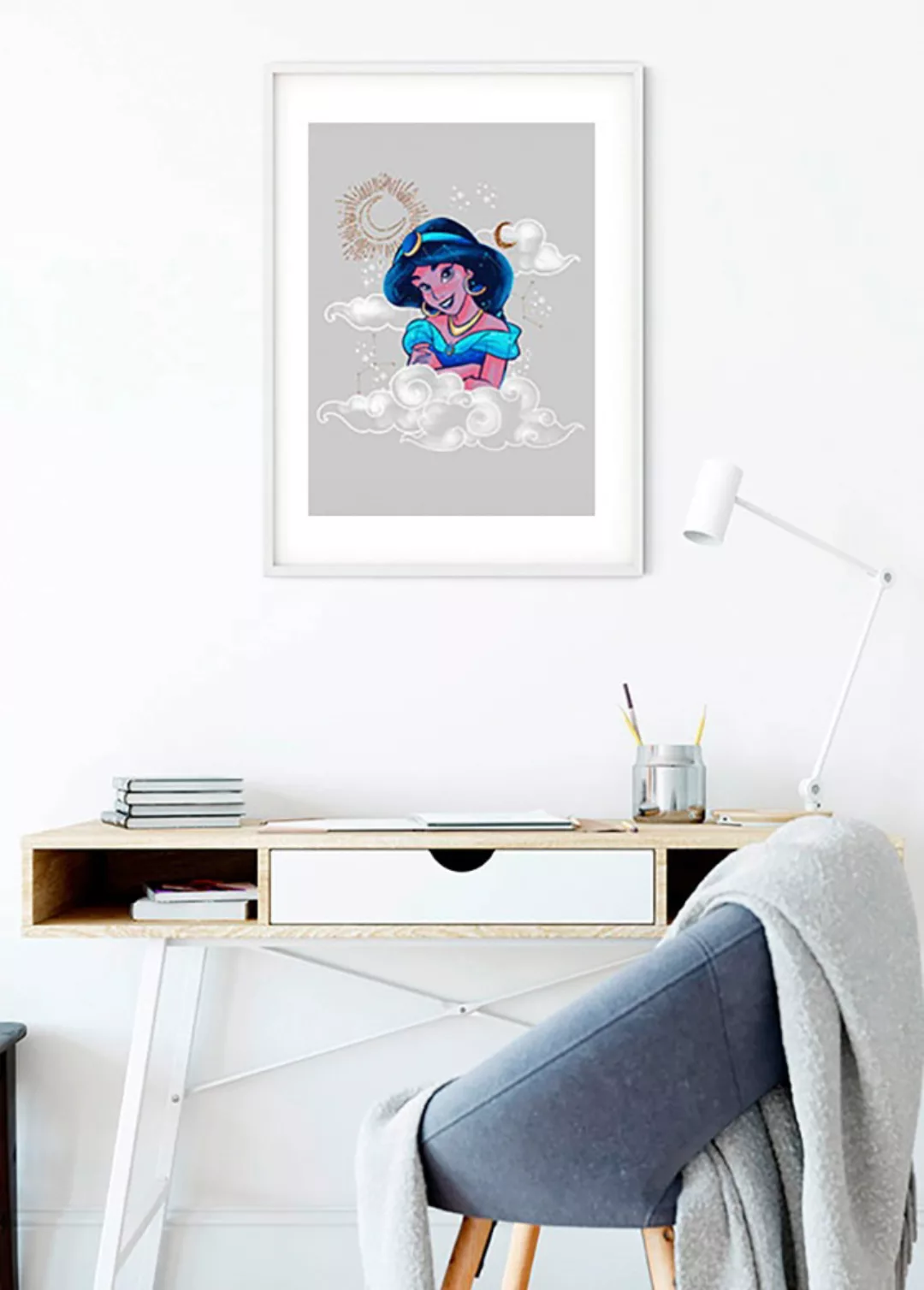 Disney Poster Jasmin Alladin Grau und Blau 30 x 40 cm 611704 günstig online kaufen