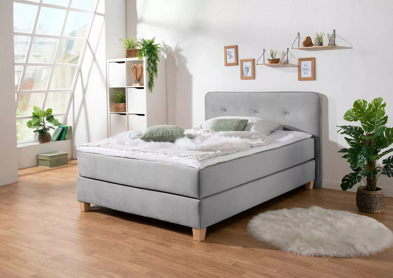 Home affaire Boxspringbett "Fargo", inkl. Topper, in 3 Matratzenarten, in S günstig online kaufen