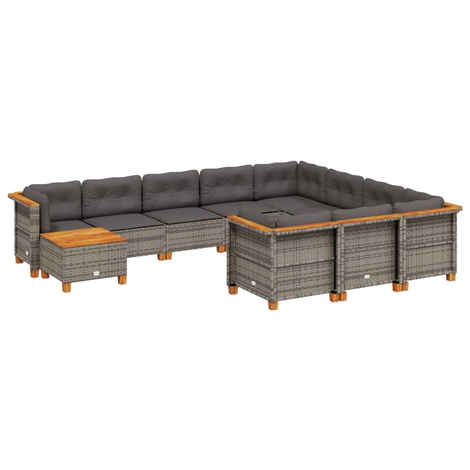 vidaXL 11-Tlg Garten-Sofagarnitur mit Kissen Grau Poly Rattan 3262056 günstig online kaufen