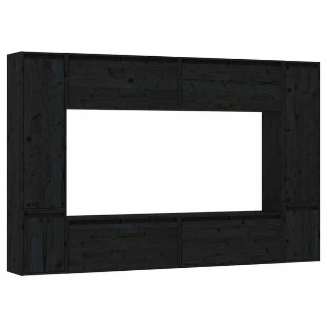 vidaXL TV-Schrank TV-Schränke 8 Stk Schwarz Massivholz Kiefer Lowboard Lowb günstig online kaufen