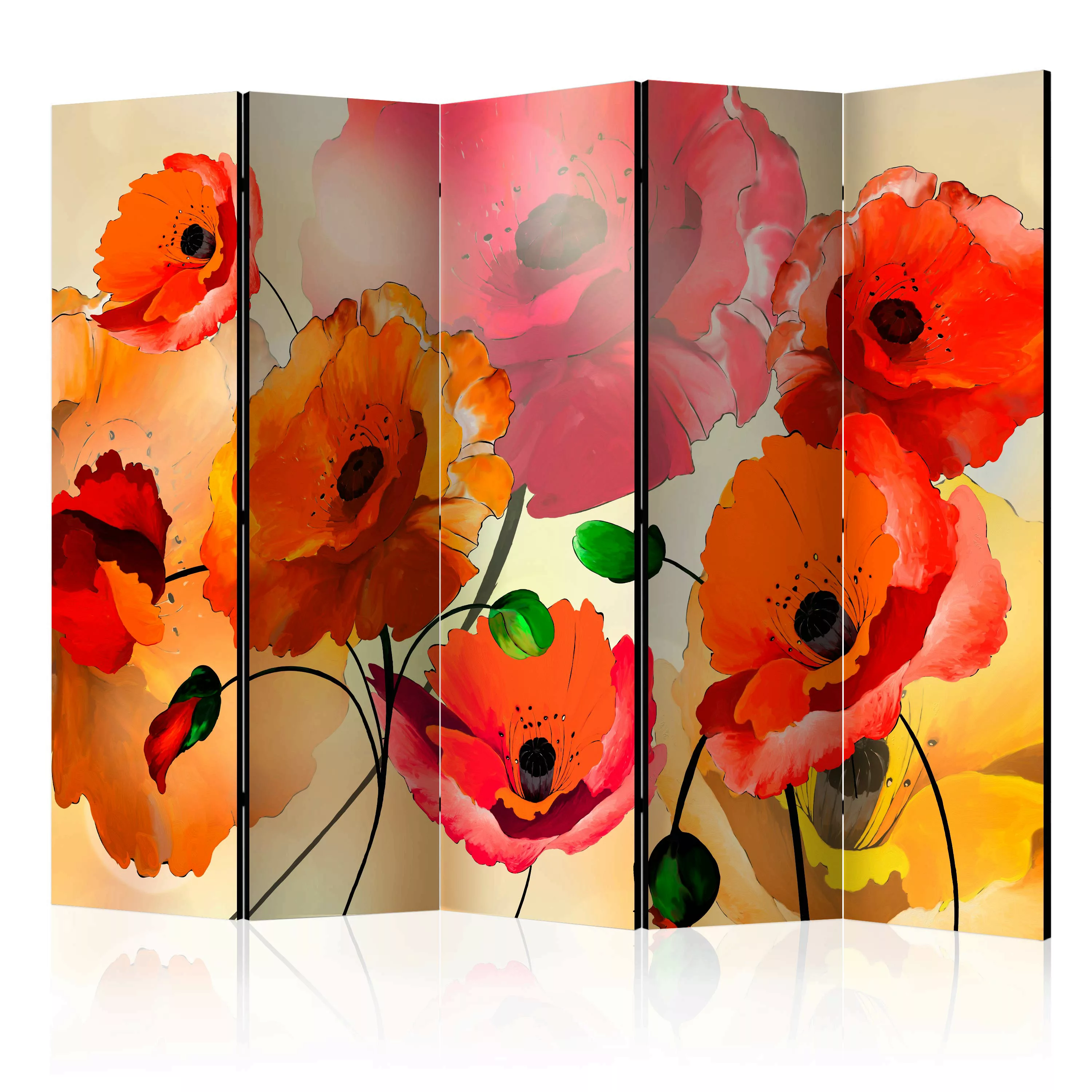 5-teiliges Paravent - Velvet Poppies Ii [room Dividers] günstig online kaufen