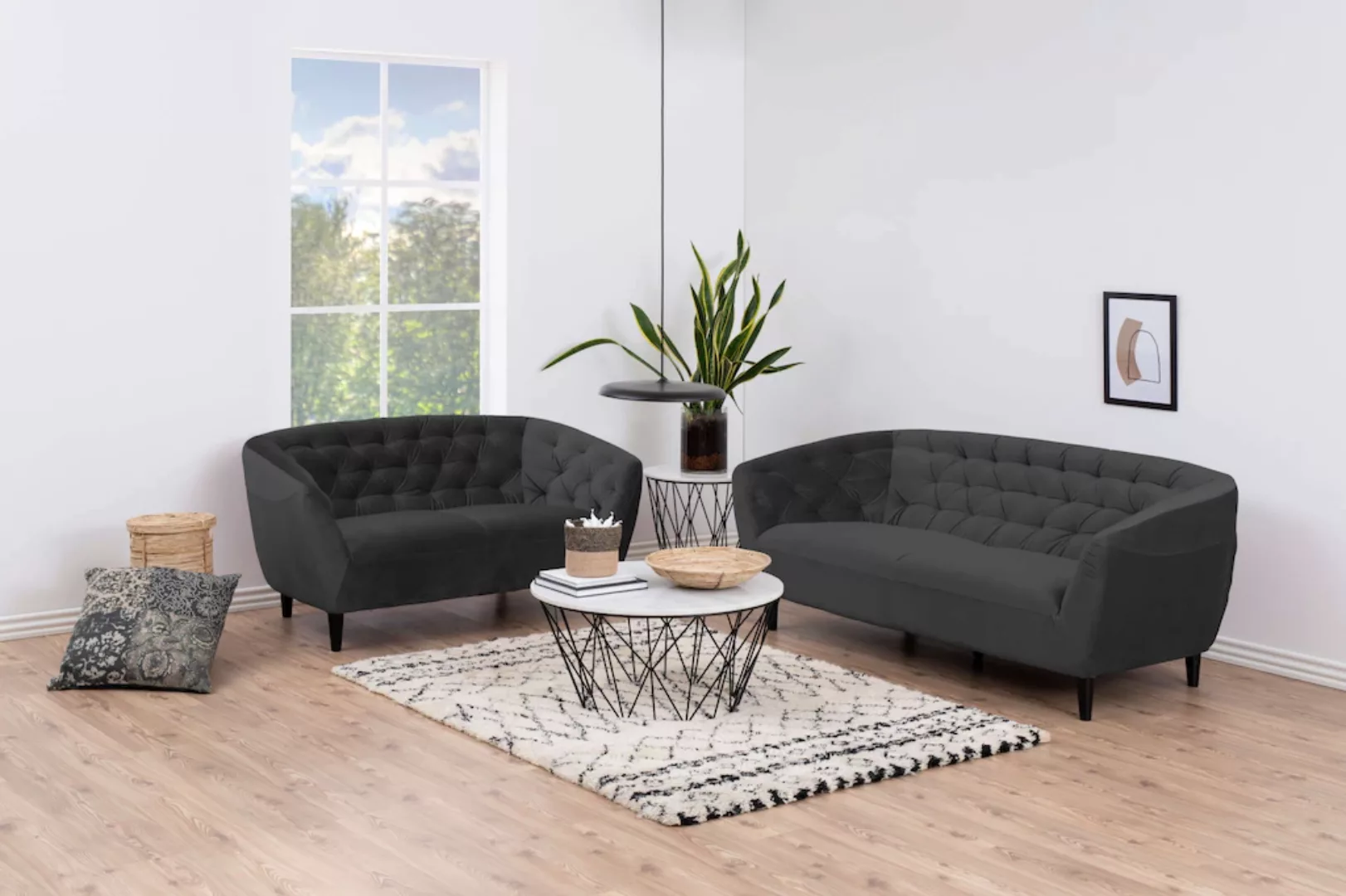 ACTONA GROUP 2-Sitzer »Ria Sofa, Couch, Doppelsofa, Loveseat,«, Samtstoff, günstig online kaufen