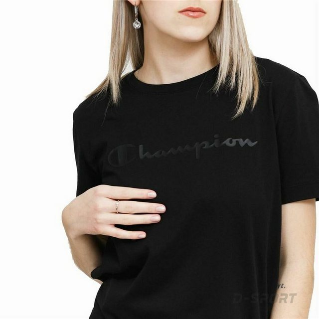 Champion T-Shirt Damen Kurzarm-T-Shirt Champion Crewneck Schwarz günstig online kaufen